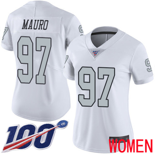 Oakland Raiders Limited White Women Josh Mauro Jersey NFL Football #97 100th Season Rush Vapor Jersey->women nfl jersey->Women Jersey